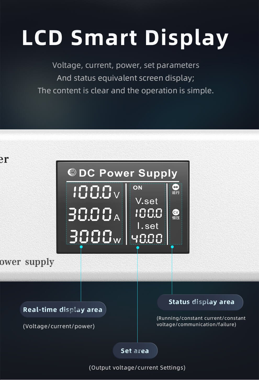 6KW programmable dc power supply real time display