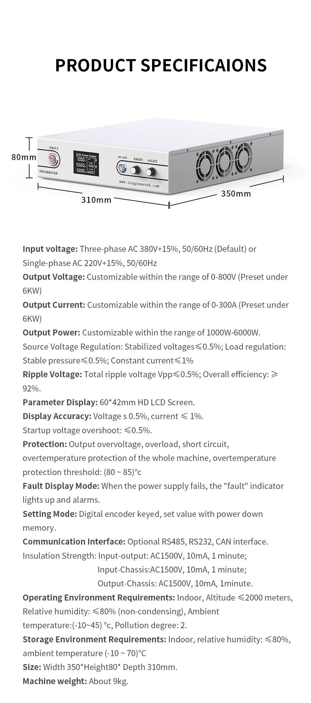 6KW programmable dc power supply warranty